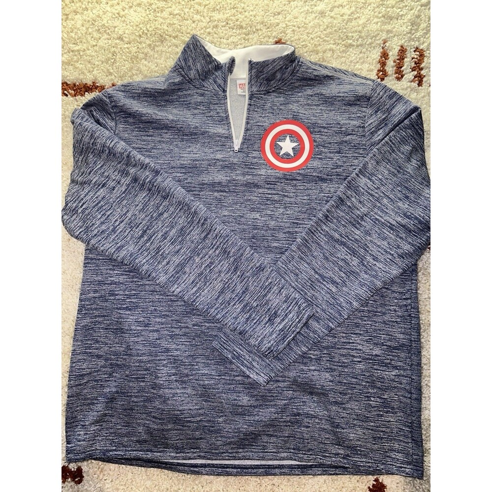 CAPTAIN AMERICA EXTRA LARGE XL HALF ZIP SWEATER MARVEL MAD ENGINE LICENCED